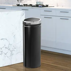 Stainless Steel 50 Litre Motion Sensor Rubbish Bin Black