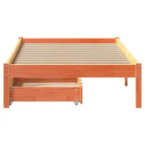 Berkfield Bed Frame without Mattress Wax Brown 90x190 cm Single Solid Wood Pine