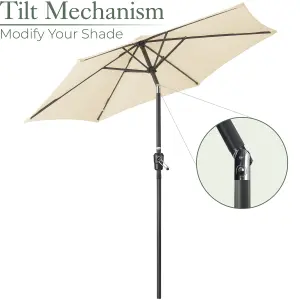 2.4m Crank and Tilt Parasol - Cream