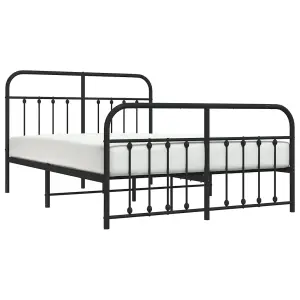 Berkfield Metal Bed Frame with Headboard and Footboard Black 135x190 cm