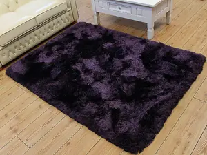 Purple Handmade , Luxurious , Modern , Plain , Shaggy , Sparkle Easy to Clean Rug for Living Room, Bedroom - 120cm X 170cm