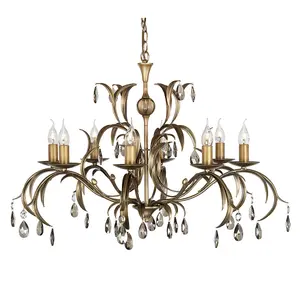 Elstead Lily 8 Light Chandelier Metallic Bronze Floral Leaves Design