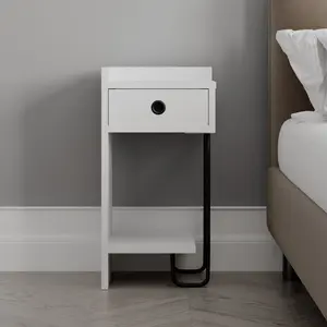 Jan Versatile Modern Bedside Table with Drawer and Open Shelf Oak / Right Orientation