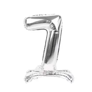 Realmax Standing Number 7 Foil Balloon Silver (One Size)