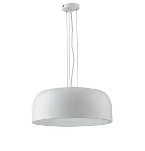 Luminosa Bistrot Dome Ceiling Pendant, White, White, E27