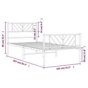 Berkfield Metal Bed Frame with Headboard and Footboard Black 100x200 cm