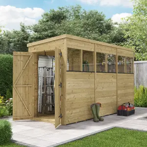 BillyOh Switch Tongue and Groove Pent Wooden Shed - 12x4 Windowed - 11mm Thickness