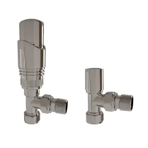 Thermostatic Radiator Angled TRV Valve - 15mm x 1.2" Chrome Finish