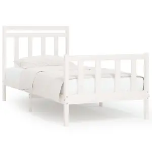 Berkfield Bed Frame White Solid Wood Pine 100x200 cm