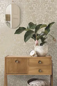 Holden Neutral Metallic Shimmer Mirror Floral Woodland Animals Damask Wallpaper