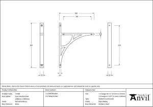 From The Anvil Burnished Brass Tyne Shelf Bracket (260mm x 200mm)