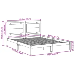 Berkfield Extra Long Bed Frame without Mattress White 140x210 cm Solid Wood