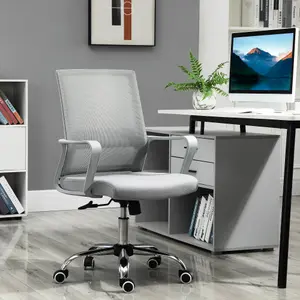 Vinsetto Mesh Office Chair Desk Chair w/ Swivel Seat Adjustable Height Grey