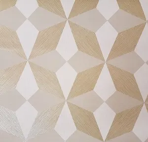 Linear Diamond Geometric Wallpaper Metallic Gold Beige Retro Paste Wall Vinyl