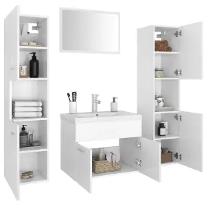 Berkfield Bathroom Furniture Set White Engineered Wood