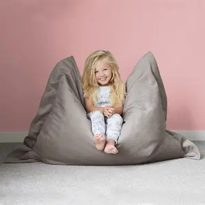 rucomfy Velvet Junior Squashy Squarbie Beanbag - Pebble