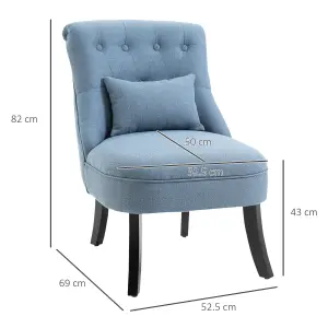 HOMCOM Fabric Single Sofa Armchair Upholstered with Pillow Wood Leg Blue