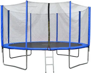 EVRE 14 ft Blue Outdoor Trampoline with Safety Net Padded Poles and Ladder