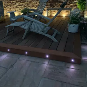 First Choice Lighting Set of 20 30mm Stainless Steel IP67 Cool White LED Plinth Decking Kit