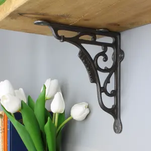 Oakcrafts - Pair of Antique Cast Iron London Victoria Shelf Brackets  - 195mm x 180mm