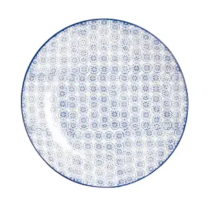 Nicola Spring - Hand-Printed Dinner Plate - 25.5cm - Navy