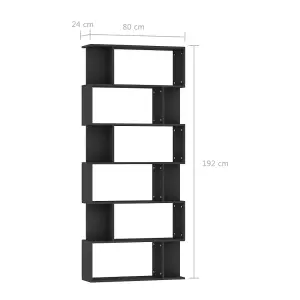 Berkfield Book Cabinet/Room Divider Black 80x24x192 cm Engineered Wood