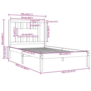 Berkfield Bed Frame Honey Brown Solid Wood Pine 100x200 cm