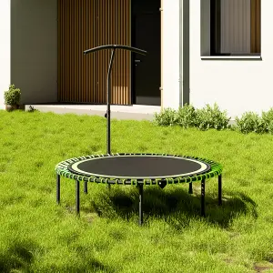 48in Bungee Cords Foldable Round Trampoline with Adjustable T-Handle Bar in Green