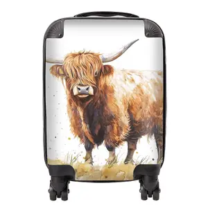 Watercolour Highland Cow Suitcase - Small