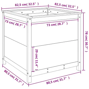 Berkfield Garden Planter Black 82.5x82.5x78 cm Solid Wood Pine