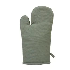 Traditional Style Forest Green Plain Cotton Single Oven Glove