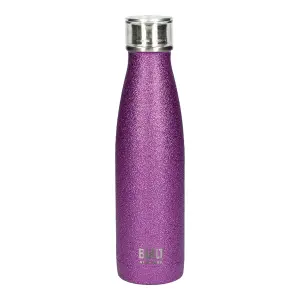 BUILT 500ml Double Walled Stainless Steel Water Bottle Purple Glitter