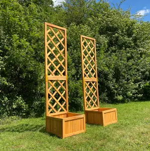 Wooden Garden Planter with Trellis (Set of 2)