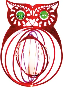 Garden Outdoor Hanging Red Owl Decoration Wind Spinner