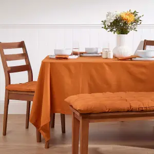 Homescapes Burnt Orange Cotton Square Tablecloth 137 x 137 cm