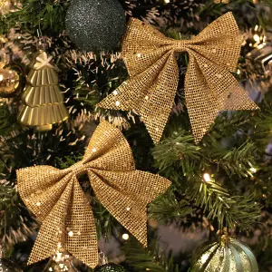 Christmas Bow Gold 12x13cm 2Pack