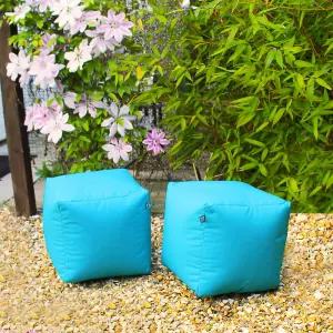 rucomfy Outdoor Water Resistant Cube Beanbag - Turquoise