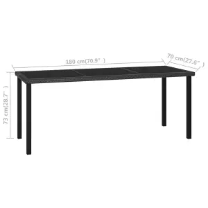 Berkfield Garden Dining Table Black 180x70x73 cm Poly Rattan