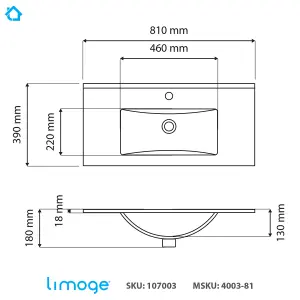 4003 Ceramic 80cm x 40cm Thin-Edge Inset Basin with Deep Scoop