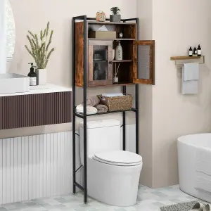 Costway Over-The-Toilet Storage Cabinet Freestanding Bathroom Organizer W/ 2 Mesh doors