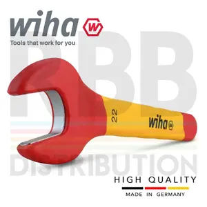 Wiha Spanner Wrench 22mm VDE Electricians Single Insulated Open End 43040