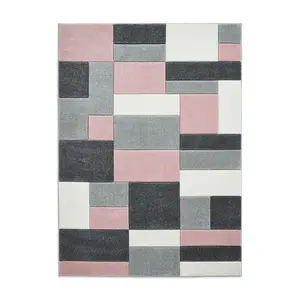 Grey Rose Rug, Geometric Rug with 10mm Thickness, Easy to Clean Modern Rug for Bedroom, & Dining Room-80cm X 150cm