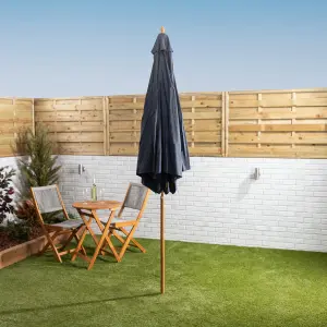 Alfresia Navy Blue 3 Metre Wooden Garden Parasol