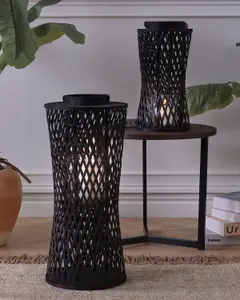 Beliani Boho Lantern MACTAN Wood Black