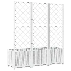 Berkfield Garden Planter with Trellis White 120x40x136 cm PP