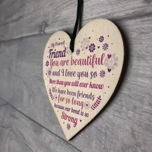 Red Ocean Friendship Gift For Girls Women Handmade Christmas Birthday Funny Gift Wooden Hanging Heart Sign Keepsake