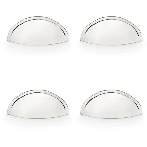 4 PACK - Rear Fixing Cup Handle Polished Nickel 57mm Centres Solid Brass Shaker Unit Pull