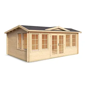 Lasita Balderton Log Cabin - 5.5m x 4m - Traditional Clockhouse Style Summer House Double Glazed