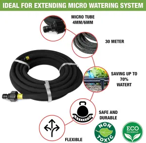 Aqua Drop Soaker Garden Hose-30m Flexible Hose Pipe-Premium Recycled Rubber Irrigation Pipe with 20 Soaker Hose Pegs