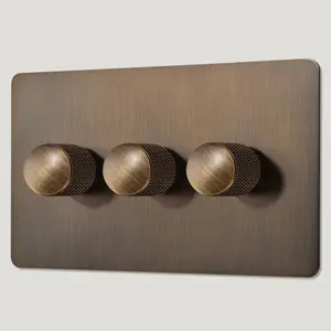 KEPLER 3G Knurled Dimmer Switch - Antique Brass